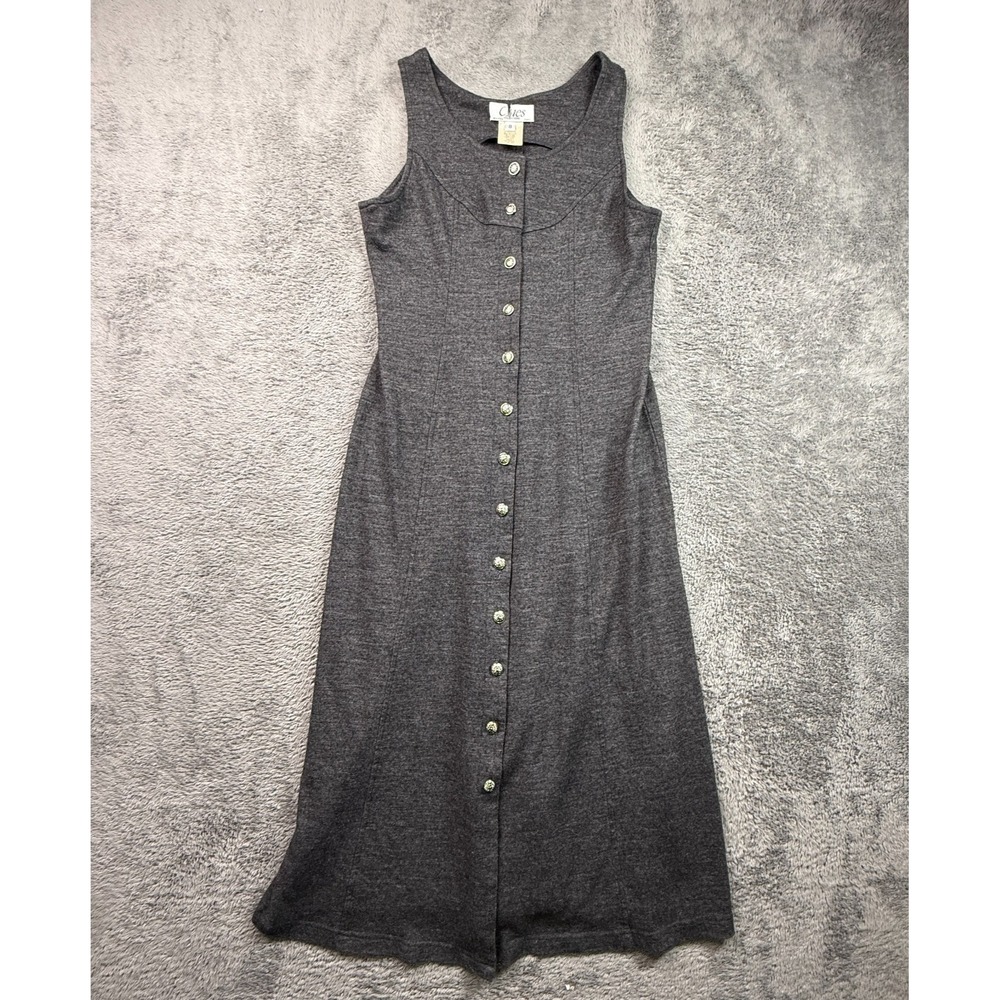 Vintage 90s Clues Collection Maxi Dress Button Front Sleeveless Wool Blend 8